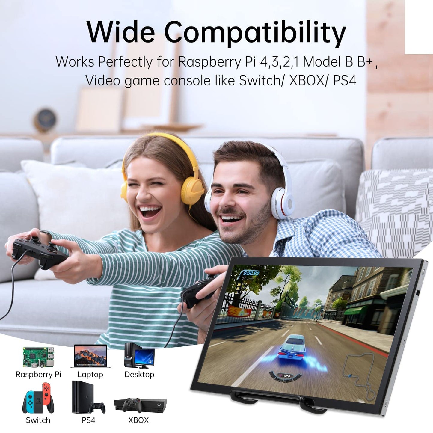 HAMTYSAN Raspberry Pi Screen, 10.1 Inch Touchscreen Monitor 1024x600 Small HDMI Monitor w/Stand, IPS LCD Screen Display for Raspberry Pi 5/4/3/2/Zero/B/B+ Jetson Nano Win11/10/8/7, Driver Free