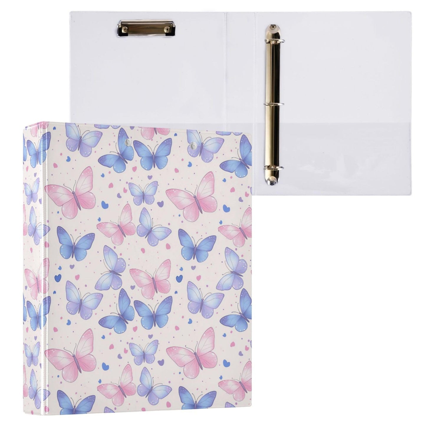 Butterfly Round Ring Binders 1.5 Purple Lavender 3 Ring Clipboard Binder for Office School Work Supplies File Folder 200 Sheet Capacity Easy Open
