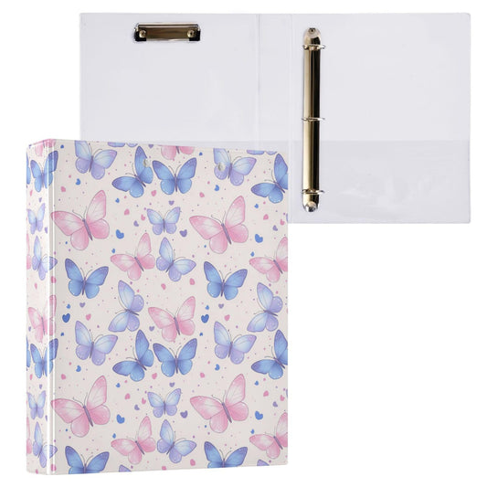 Butterfly Round Ring Binders 1.5 Purple Lavender 3 Ring Clipboard Binder for Office School Work Supplies File Folder 200 Sheet Capacity Easy Open