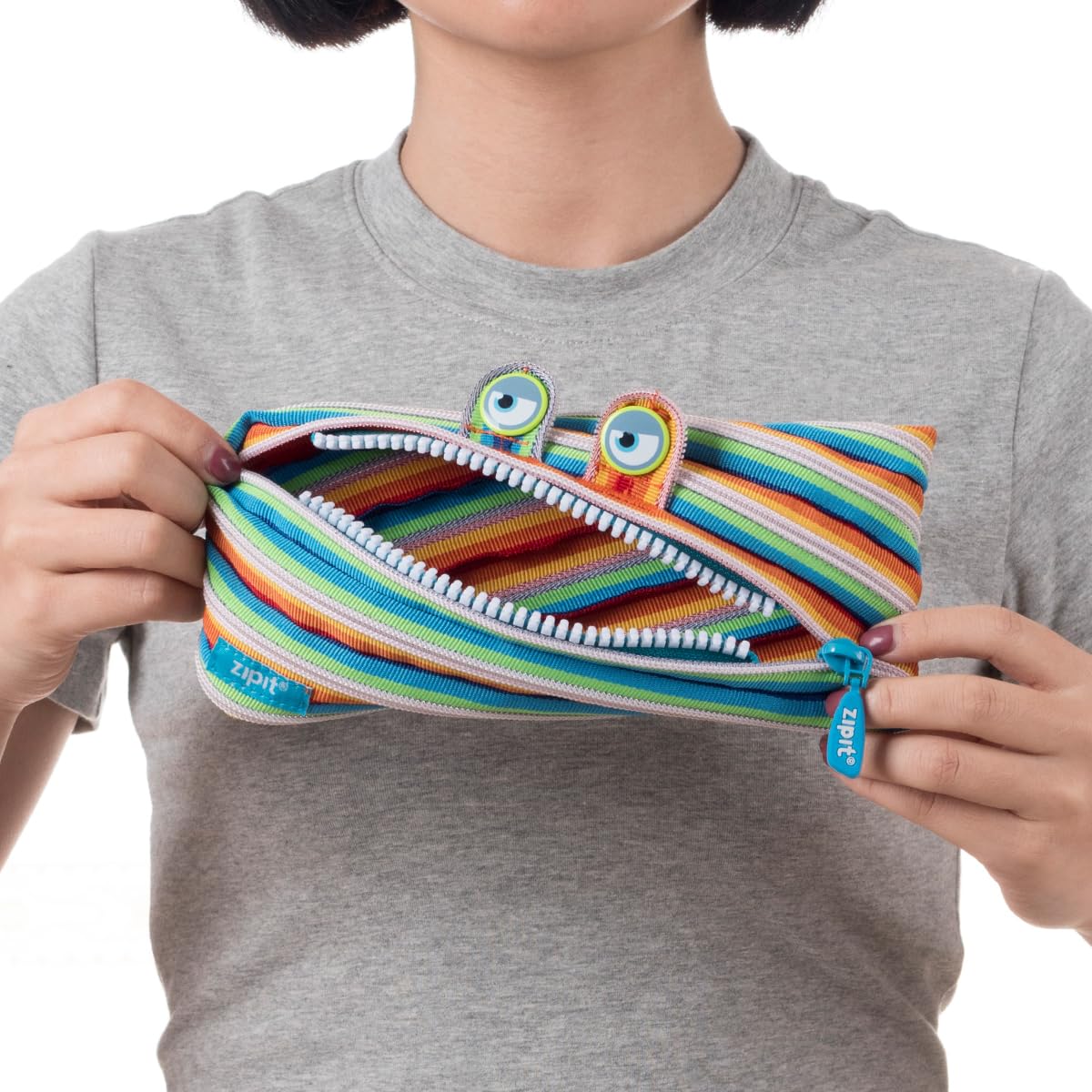 ZIPIT Monster Pencil Case for Kids, Cute Zipper Pouch for Boys Girls and Teens, Stationery Bag for School,Colorful