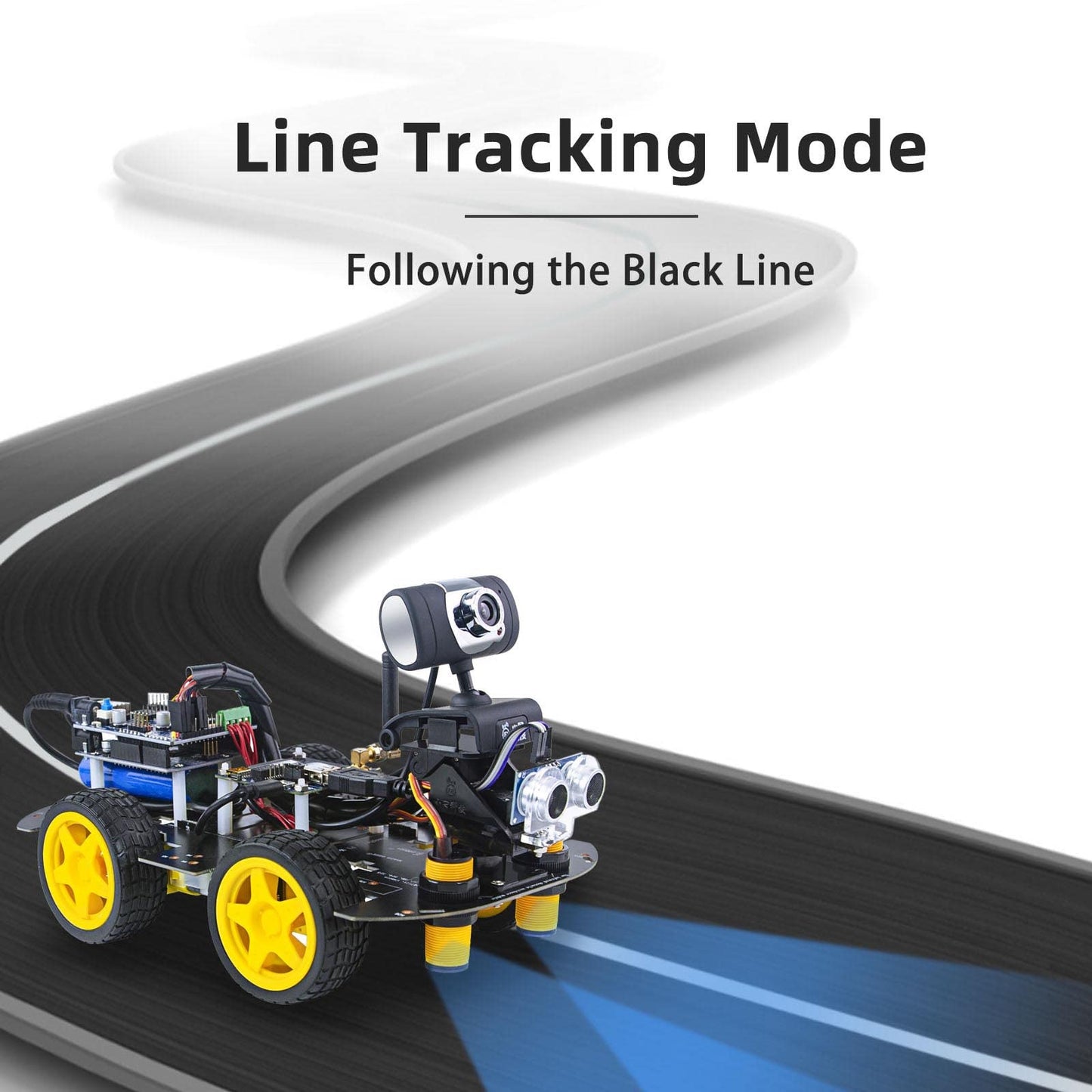 WiFi Smart Robot Car Kit with UNO R3, Line Tracking and Obstacle Avoidance Ultrasonic Sensor, HD Camera Wireless RC Intelligent Educational Kit Car Robotic Kit for Arduino Learner (Upgraded Version)