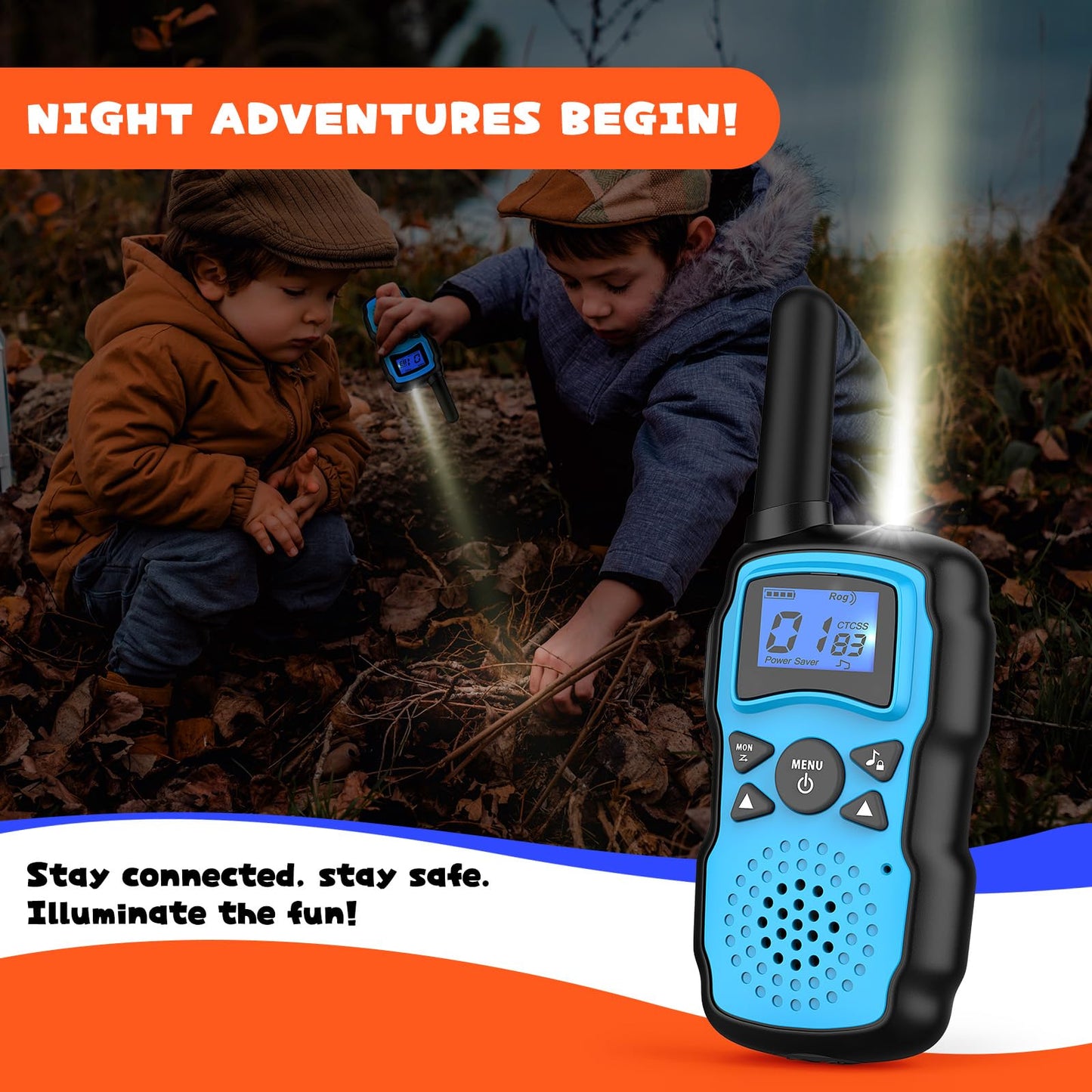 Wishouse Walkie Talkies for Kids Rechargeable Long Range, Xmas Birthday Gift for Boys Girls 4 5 6 7 8 9 10 Year Old, Hiking Camping Gear Games Toys Ideas with Flashlight, VOX, Easy to Use, 4 Pack