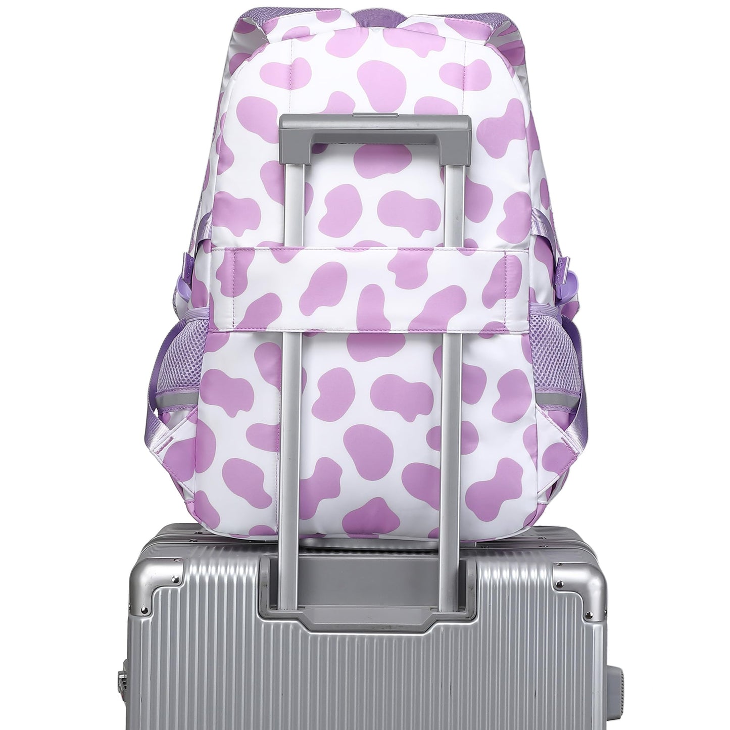 abshoo School Backpack for Girls Bookbag with Lunch Bag Teen Girls School Bag Travel Daypack (Cow Print Purple)