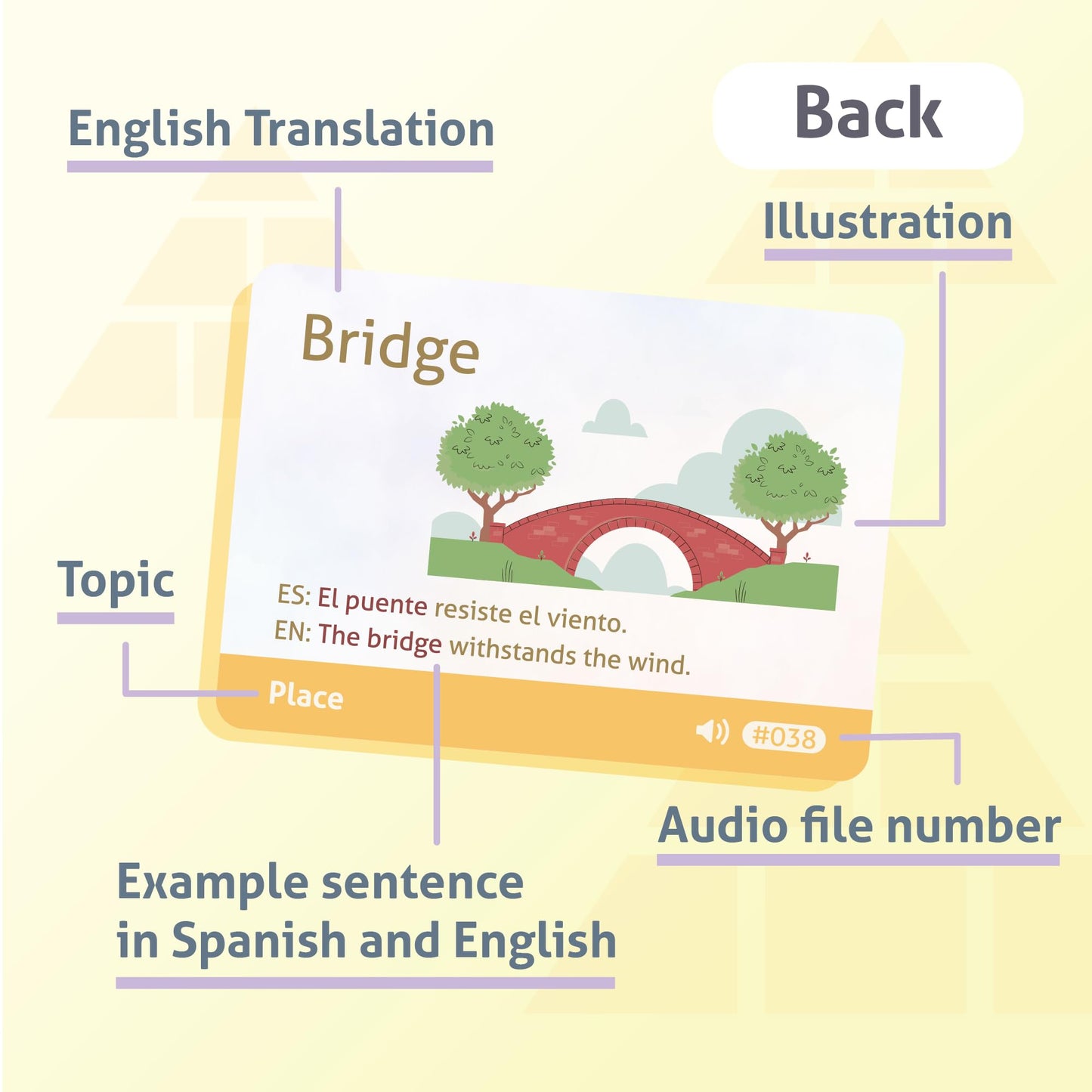CARDDIA | Spanish Vocabulary Educational Flashcards for Beginners | Pictures, Example Sentences, Audio for Pronunciation