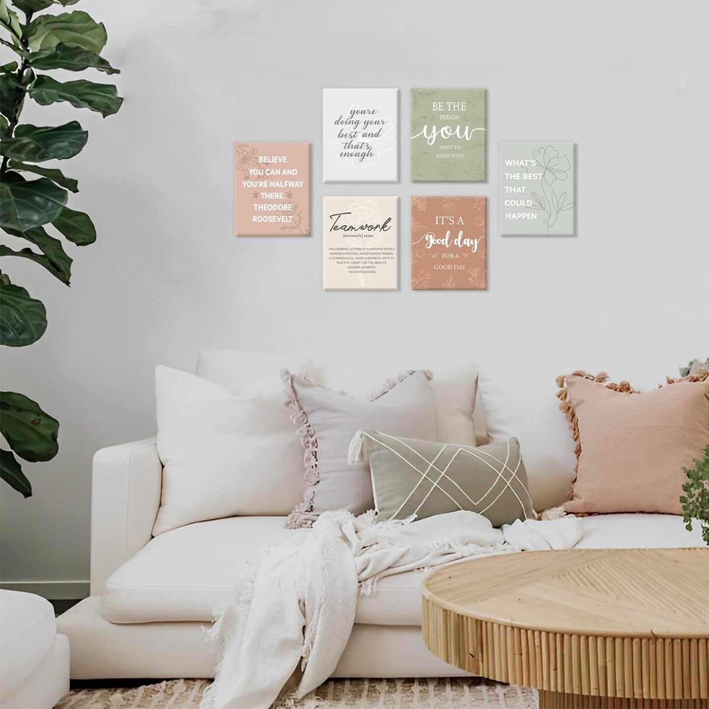 CHDITB Inspirational Canvas Wall Art, You Are Doing Best Wall Decor, Botanical Floral Line Art Poster,Positive Teamwork Affirmation Framed Posters For Office Women Bedroom Living Room Decor 8”X10”