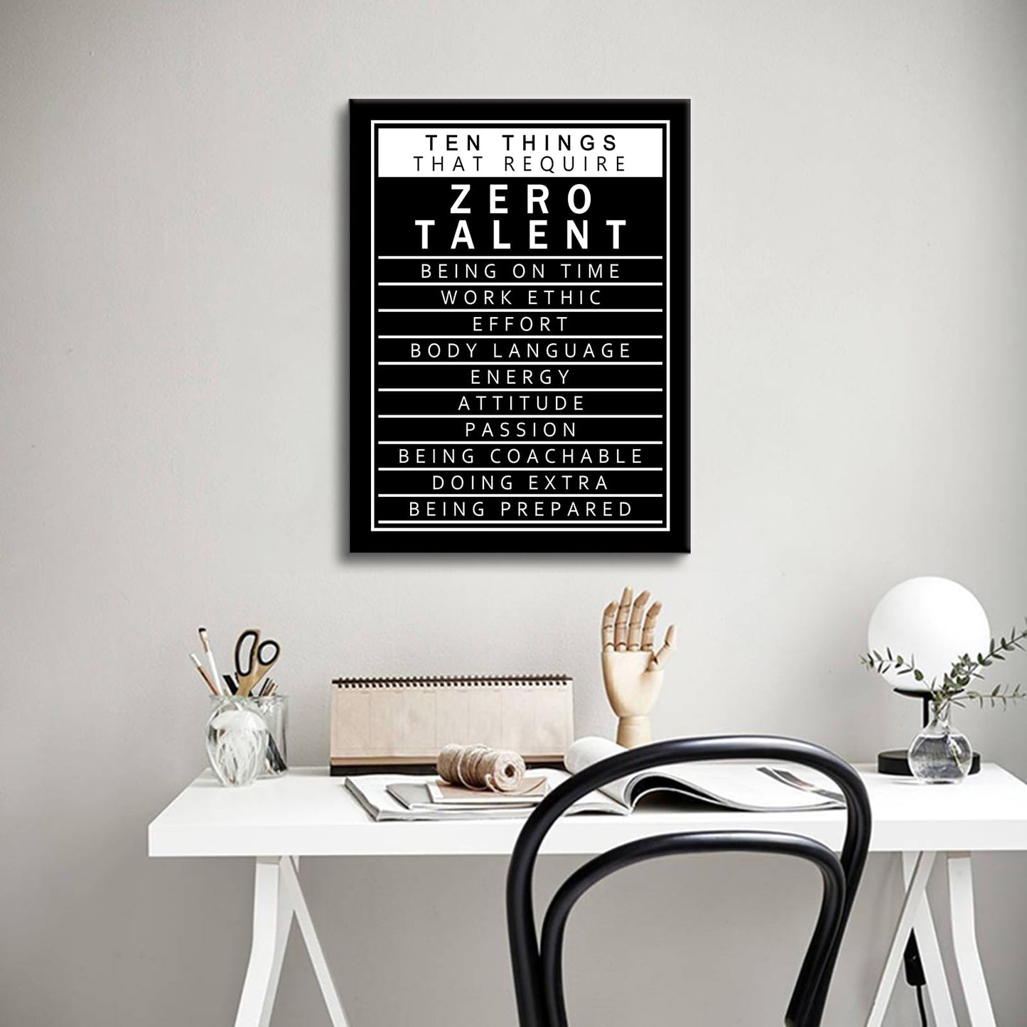 Inspirational Canvas Wall Art Motivational Posters 10 Things that Require Zero Talent Canvas Print Artwork Positive Inspirational Quotes Painting Office Wall Decor Stretched and Framed [18''Wx 24''H]