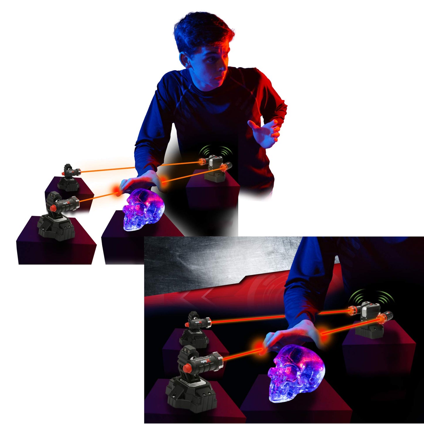 MUKIKIM SpyX/Micro Gear Set + Lazer Trap Alarm - 4 Must-Have Spy Tools Attached to an Adjustable Belt + Invisible LED Beam Barrier & Alarm! Jr Spy Fan Favorite & Perfect for Your Spy Gear Collection!