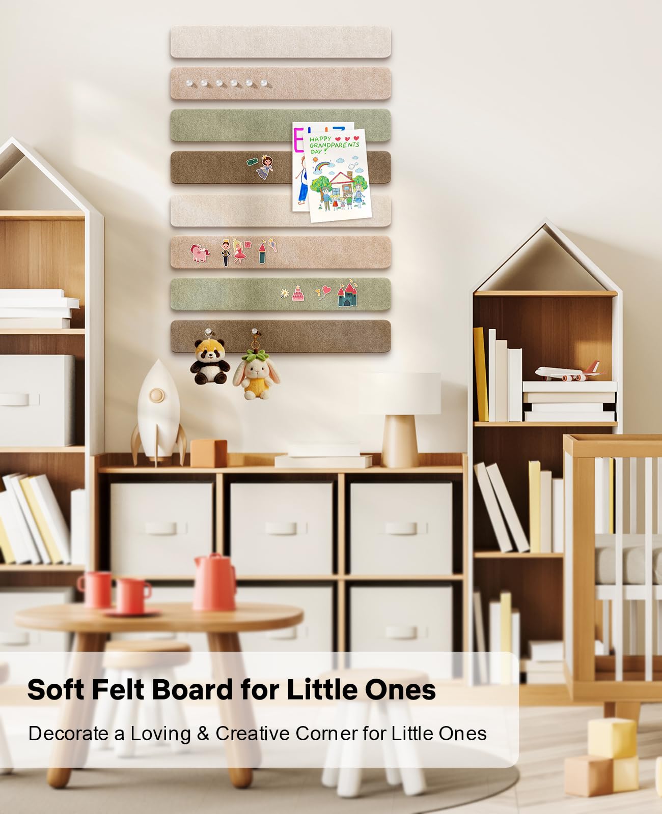 Small Cork Bulletin Board Tiles, Felt Wall Decor and Office Desk Accessories for Vision, Message Center, Picture and Prayer Board, Dorm, Room, Home Office Essentials and Organization(Linen Dusk)