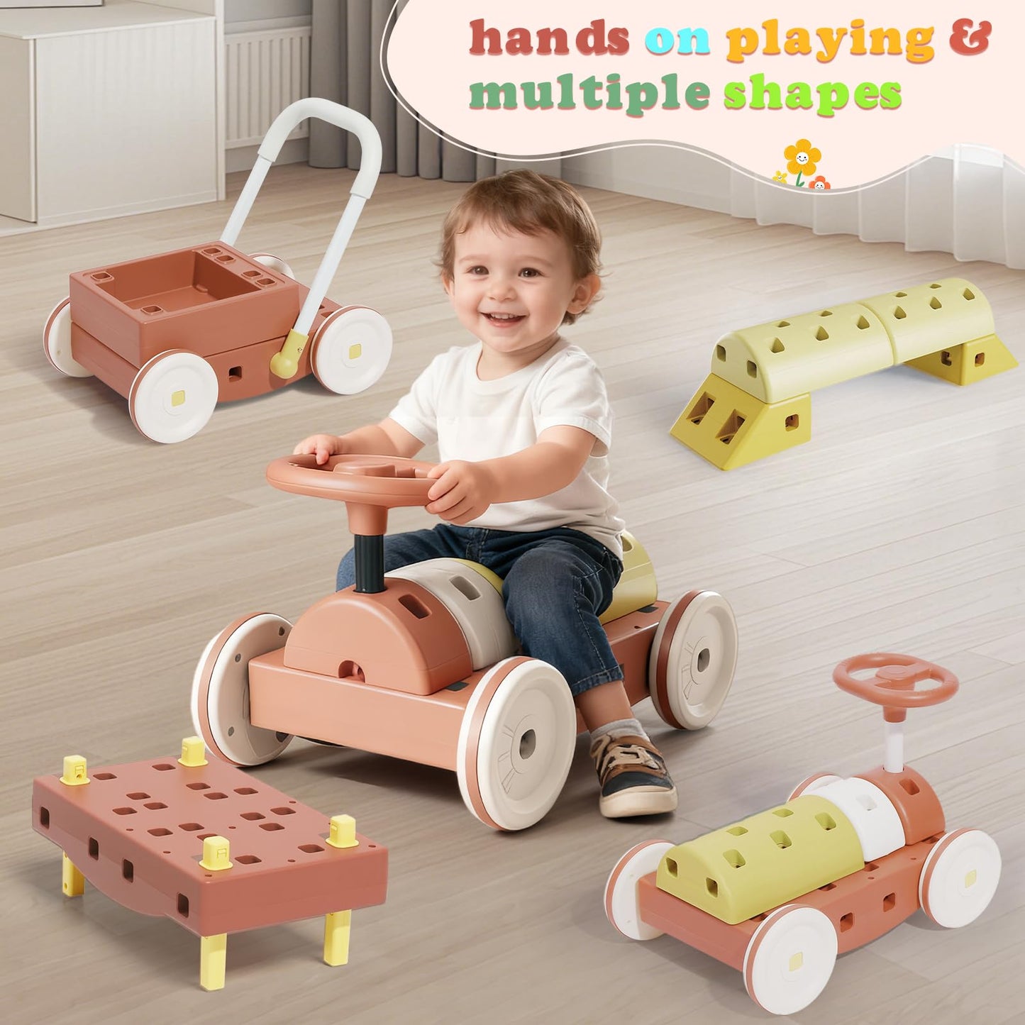 Tavlshero 41 PCS STEM DIY Building Blocks for Toddlers, Giant Educational Stacking Ride Toy, Montessori Jumbo Blocks to Improve Creativity for Age 3-8 Boys and Girls