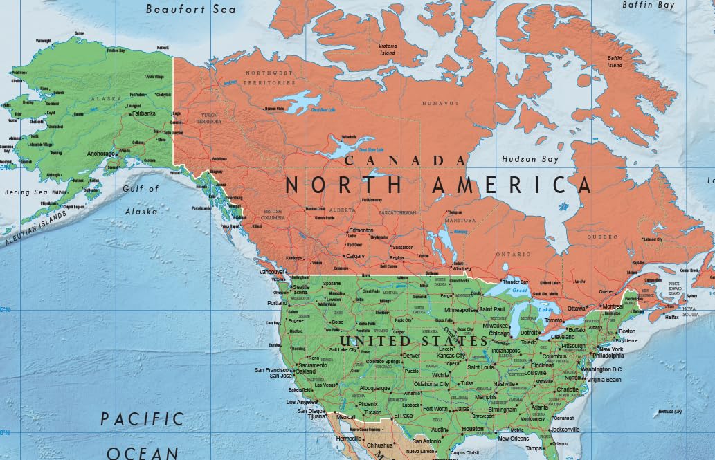 Swiftmaps World Premier Wall Map Poster Mural 24h x 36w