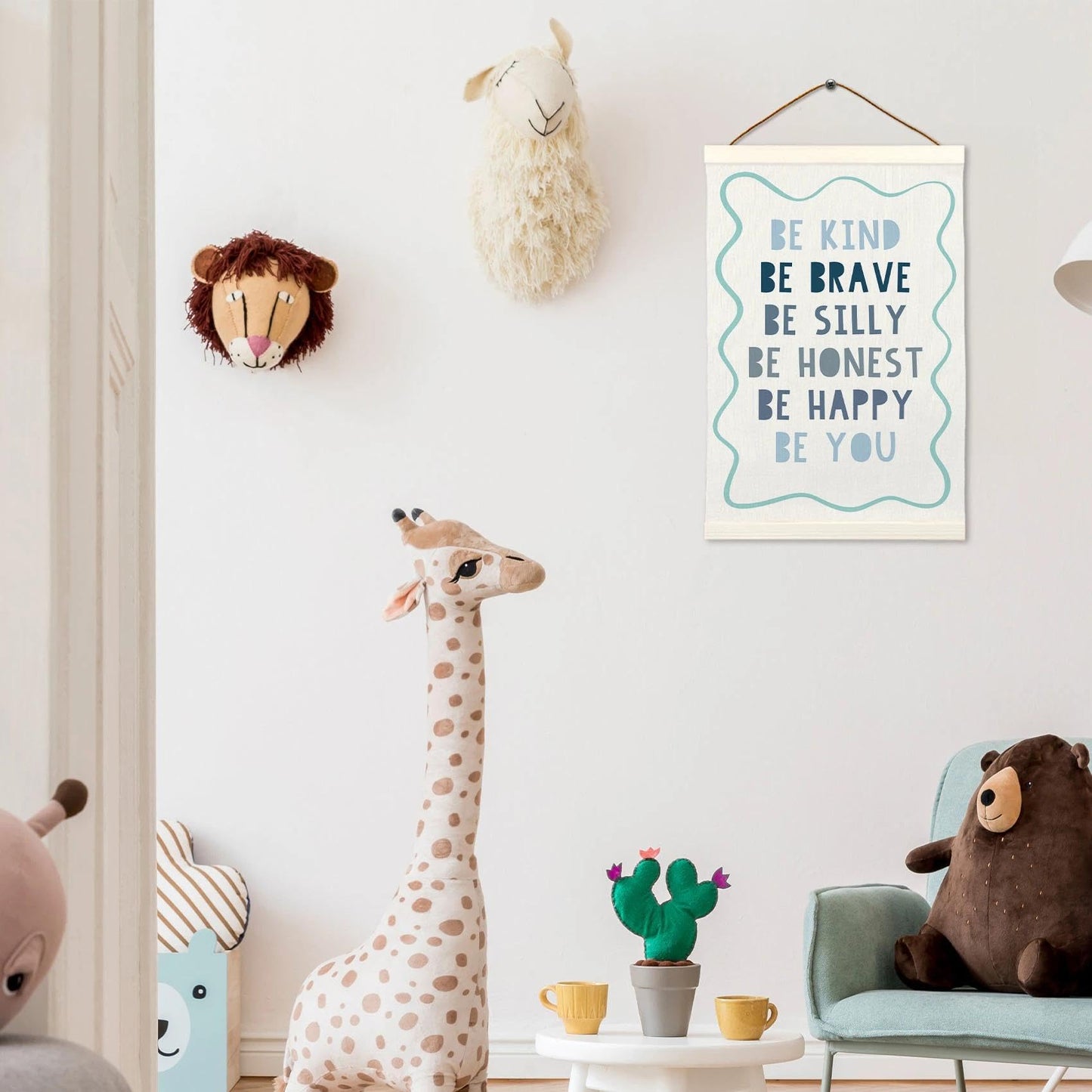 LKETW Kids Positive Affirmations Poster Hanger Frame 12x16 Inch, Be Kind Inspirational Wall Art Posters for Classroom, Motivational Hanging Banner Decor for Kids Nursery Room Bedroom Playroom