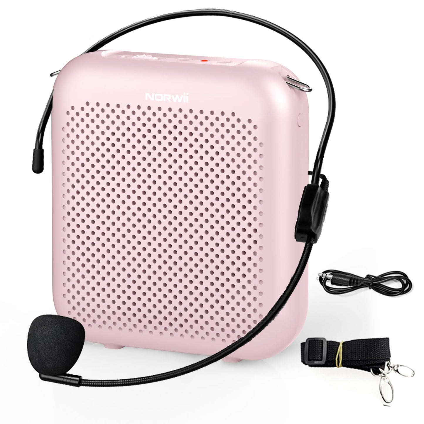 Norwii Bluetooth Voice Amplifier, Power Amplifiers, Portable Mini Wired Microphone Headset for Teacher Classroom & Outdoor Lectures, Teaching, Tour Guides, USB-C Rechargeable - 4000mAh, Pink