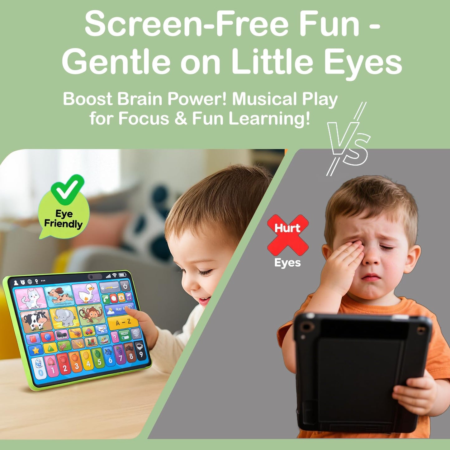 Learning Tablet for Toddlers 1-3 Trilingual Learning Toys with Sounds & Speech Therapy, Montessori Educational Toys for 1 Year Old Boy Girl, Baby Musical Toys 12-18 Months Toddler Toys Age 1-2-3 Gifts