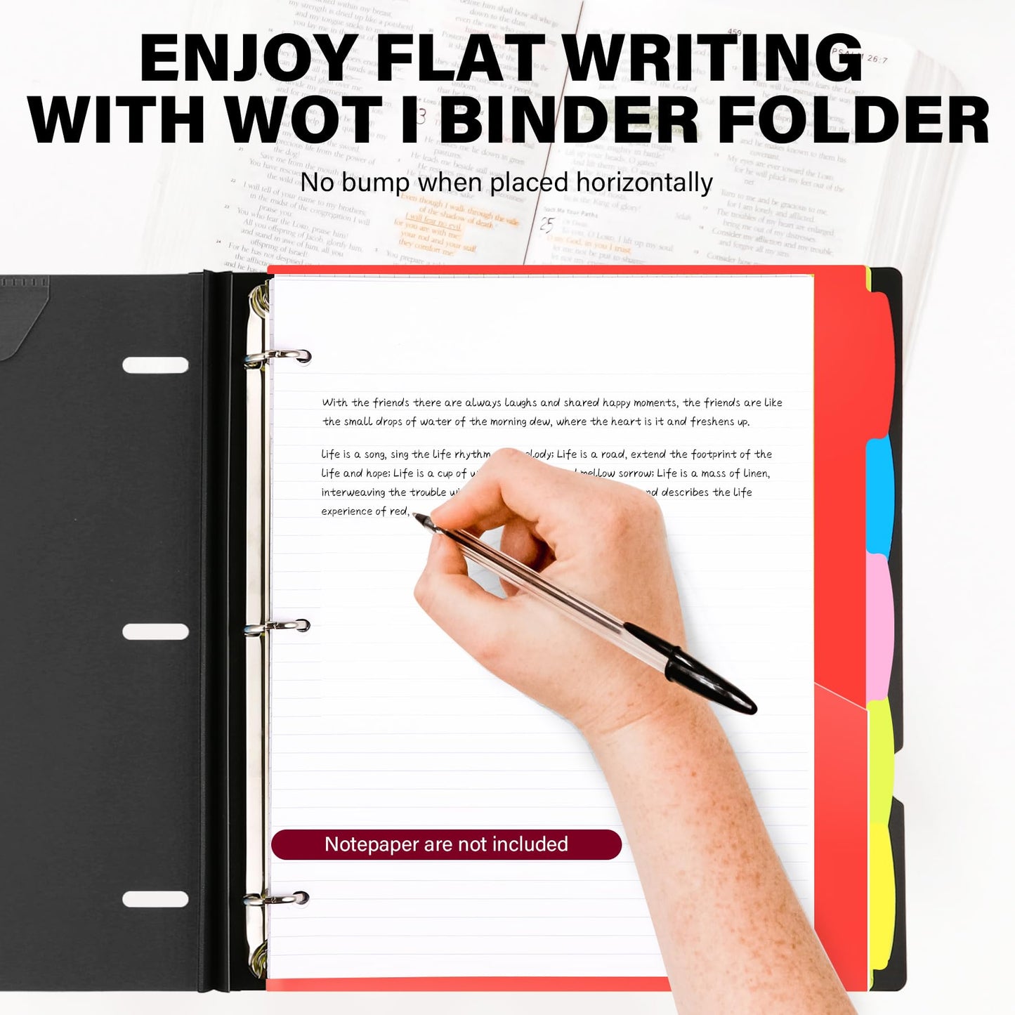 WOT I Telescoping Project Organizer, Refillable Binder with Dividers and Pockets, 13 Pocket Folders, 1 Inch 3 Ring Binder, Black