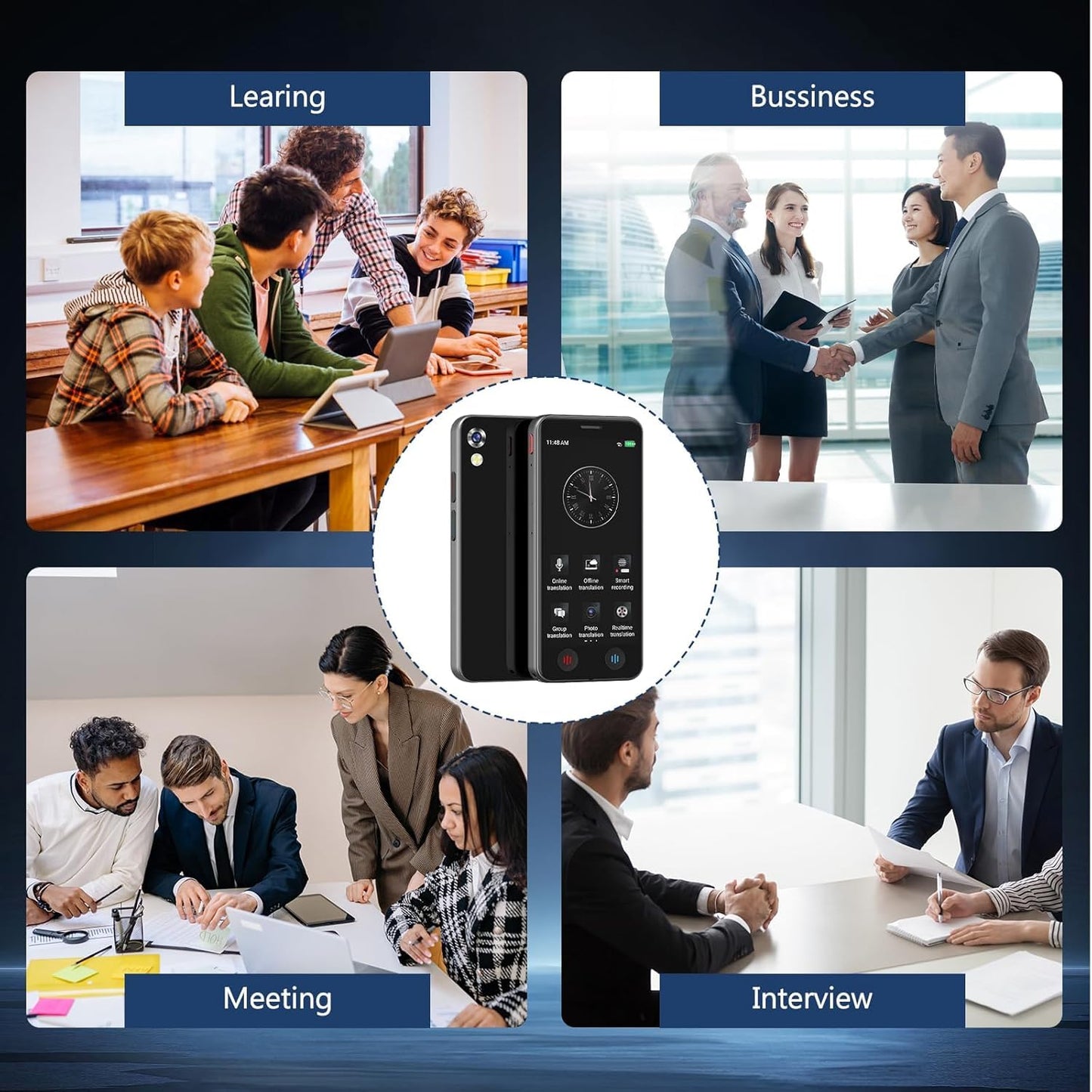 AI Language Translator Device, 5" Screen Support 139 Languages Online & 17 Offline Translation, Instant Voice Text Photo Translation, No WiFi Needed Portable AI Translator for Travel Business Learning