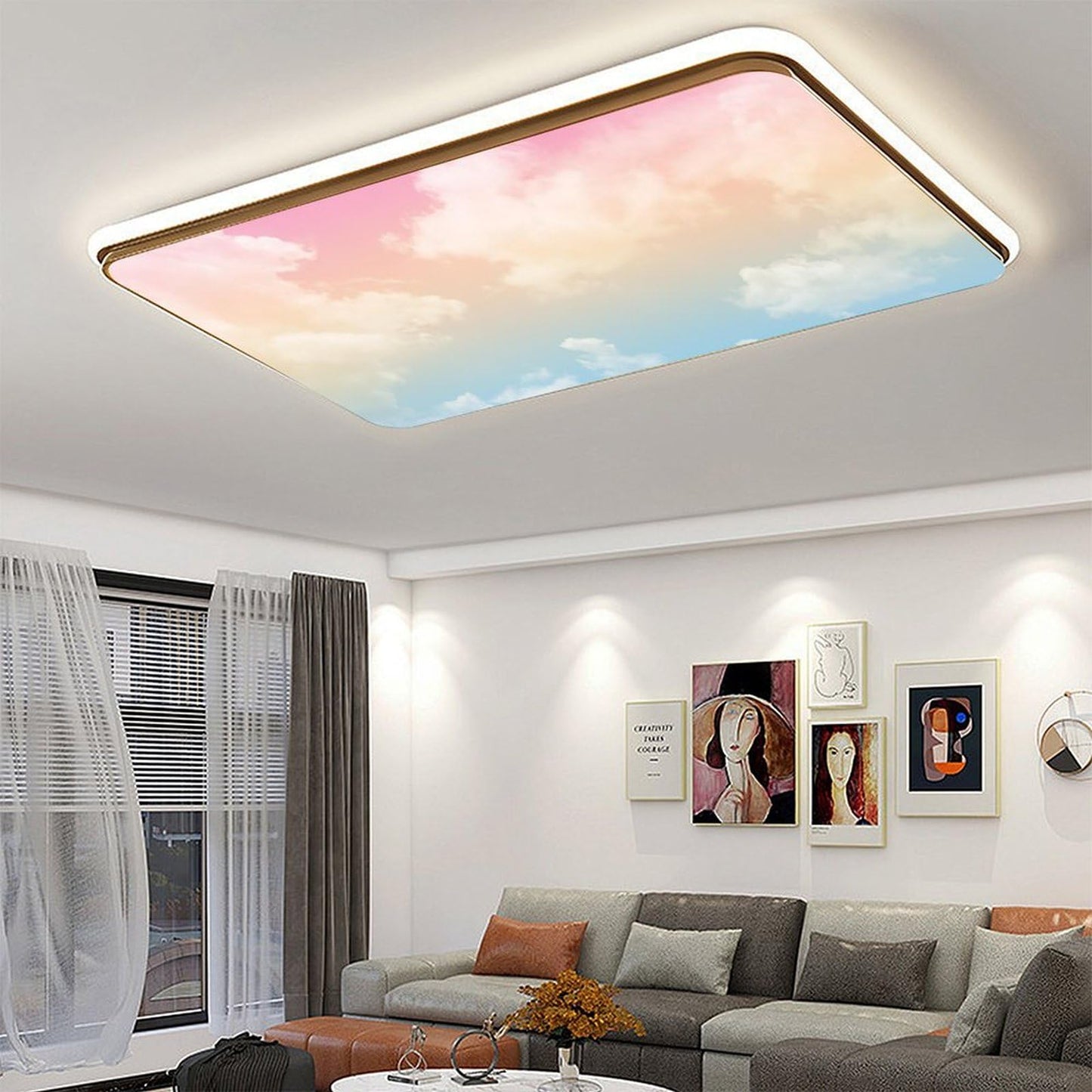 2PCS Magnetic Fluorescent Light Covers - Evening Glow Cloud Filters for Classroom & Office Drop Ceiling Lights, 4x2Feet