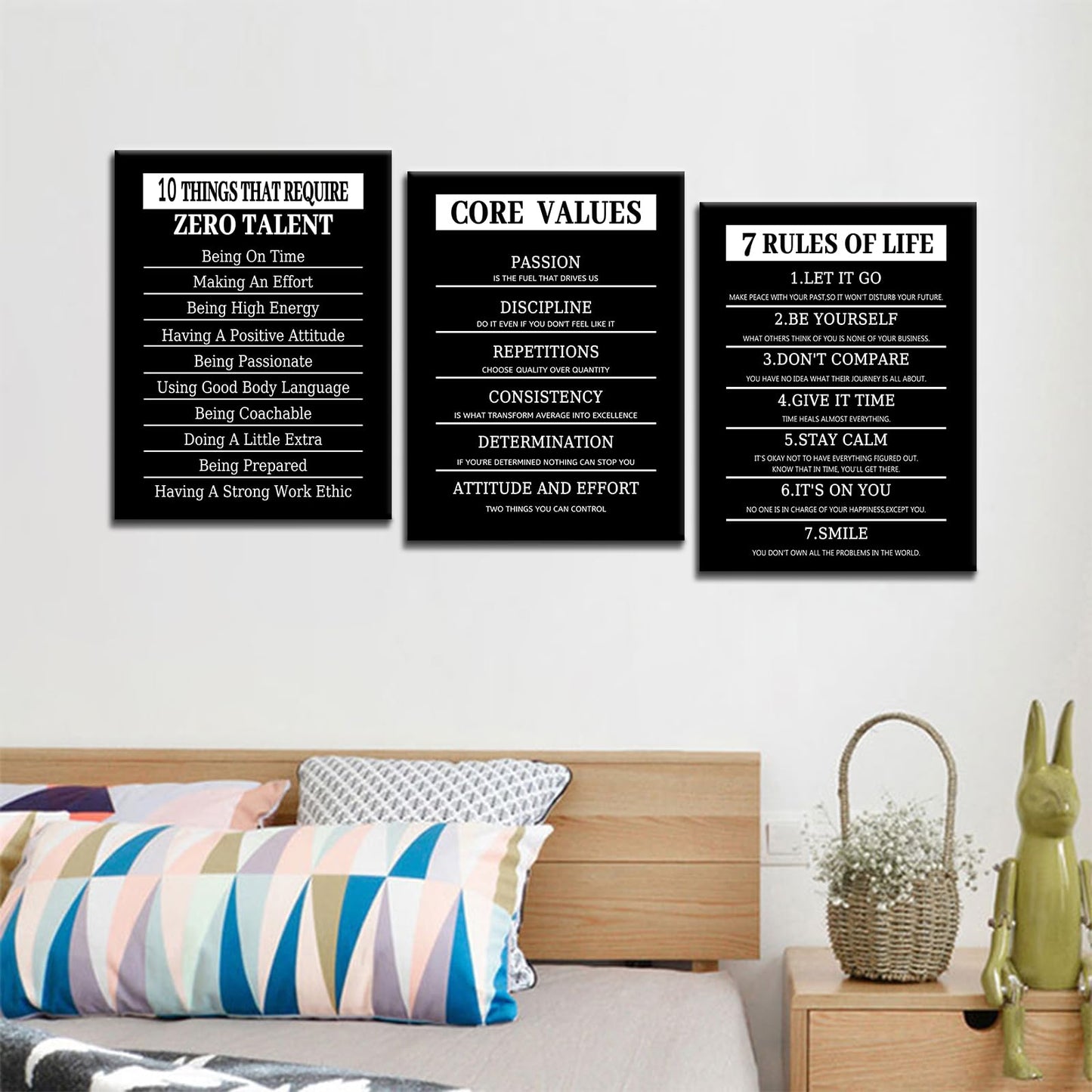 10 Things That Require Zero Talent Motivational Canvas Wall Art Core Values Entrepreneur Quotes Posters Prints Inspirational 7 Rules of Life Pictures for Bedroom Office Gym Wall Decor [36''W x 16''H]