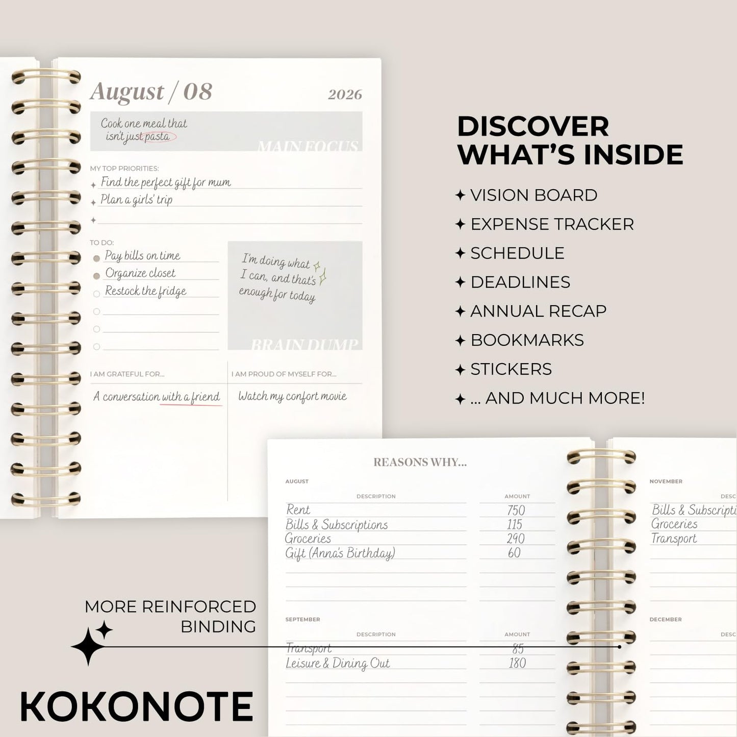 KOKONOTE Planner 2026-2027 Versailles - Planner for Women 17 Month (Aug 26/ Dec 27) | Weekly & Monthly Academic Planner 2026-2027 | 6.4" x 7.9" | Hardcover Agenda 2026 | Thick paper 120 g/m²