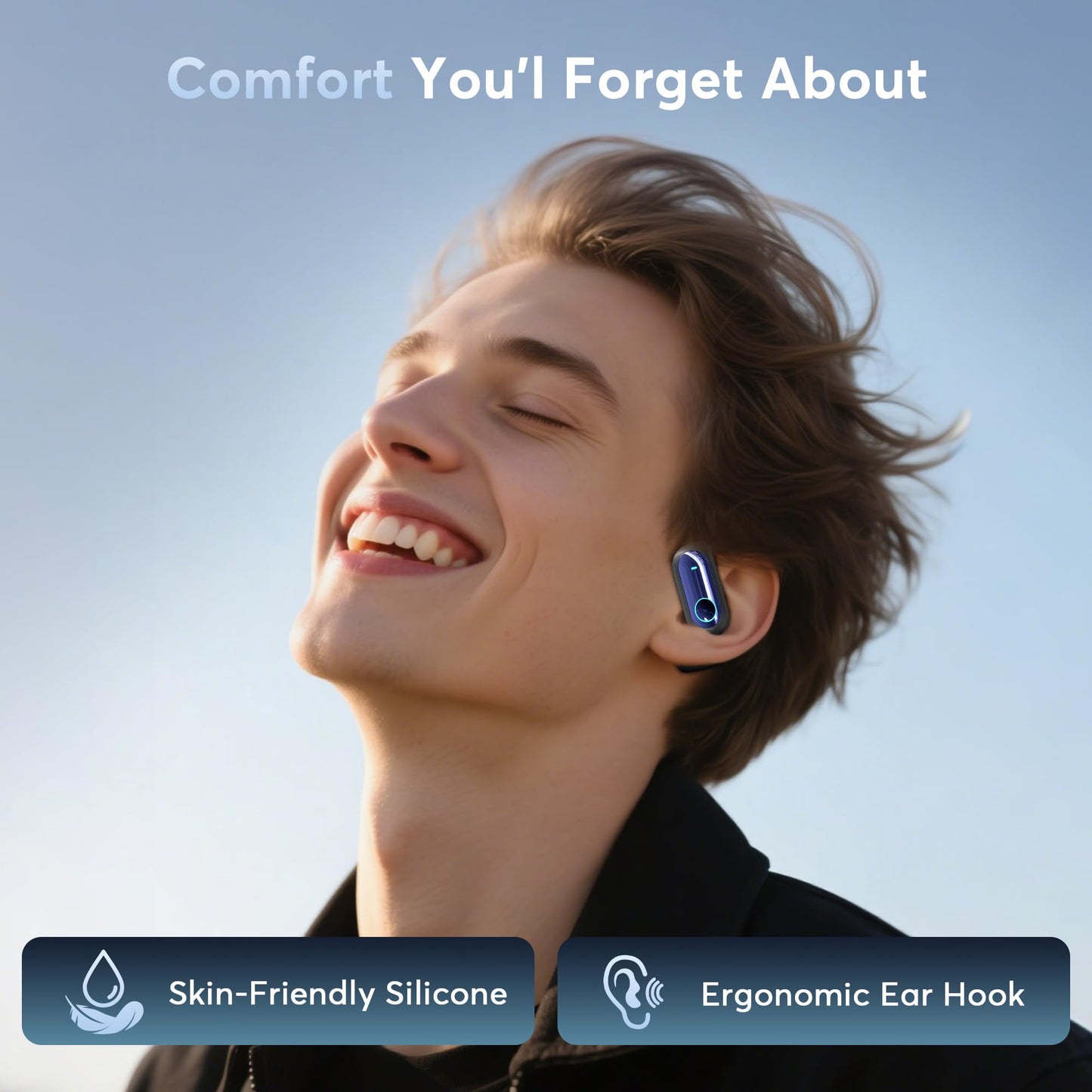 MOZC 168 Languages AI Live Translation Earbuds, 4-in-1 Smart Mode Bluetooth 5.4 Touch Screen Earphones Real-Time Headphones Translator, Fit iOS and Android Ideal for Business and Learning, Deep Blue
