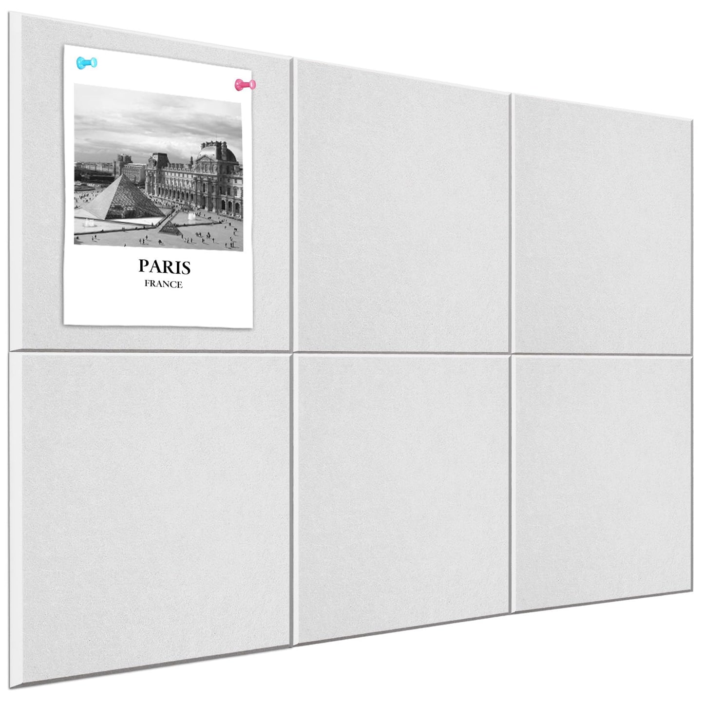 Large Cork Board Alternative 36" X 24" Bulletin Board - 6 Pack Removable Felt Wall Tiles, Cork Wall Tiles Bulletin Board Home Office Essentials - Warm White