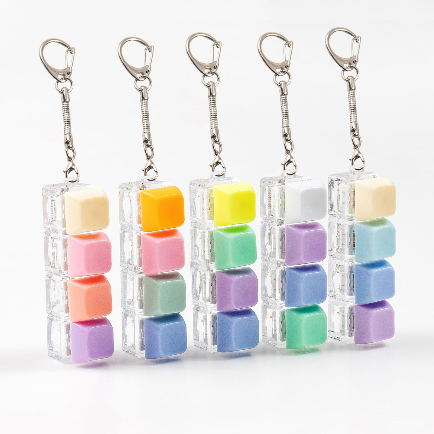5Pcs Keyboard Fidget Toy, Colorful Loud Fidget Keyboard Keychain 4-in-1 Keyboard Clicker Fidget Toy Stress Relief, Fidget Sensory Fun Toys for Anxiety Decompression