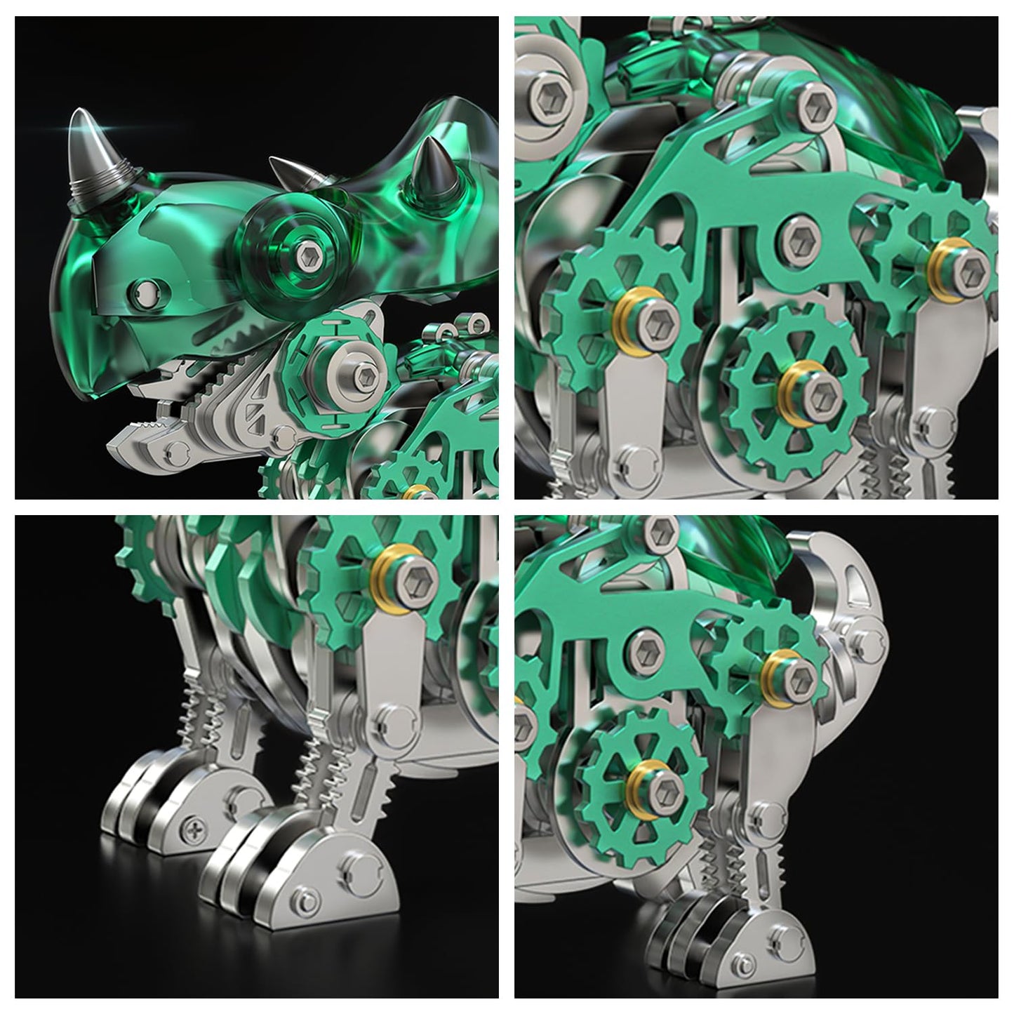 3D Metal Puzzles,3D Metal Puzzle for Adults,Mechanical Dinosaur Model Kit Triceratops,Steel 3D Puzzles Stainless Steel Ornaments for Adults Home Decor Art Craft Gifts Toys.