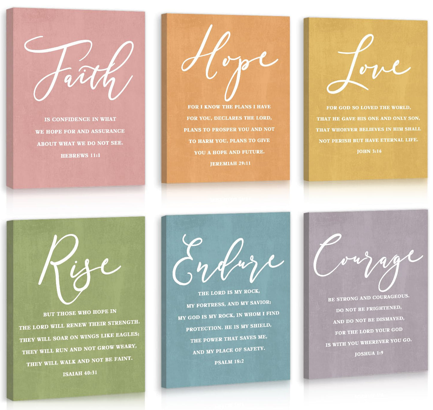 CHDITB Faith Hope Love Bible Verse Wall Art, Set Of 6 Prints Religious Prayer Wall Art, Scripture Quote Canvas Painting, 8x10 Inches Bible Saying Artwork Christian Art Prints For Living Room Bedroom