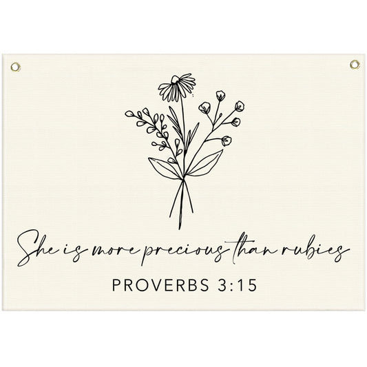 Nursery Scripture Bible Verse-Christian Botanical Decor-Rectangular Banner Flag Poster Wall Decor Gifts for Baby Kids Girl Boy- Nursery,Bedroom,Playroom,Door Decoration-Christmas Gift-28.5"L×20"W