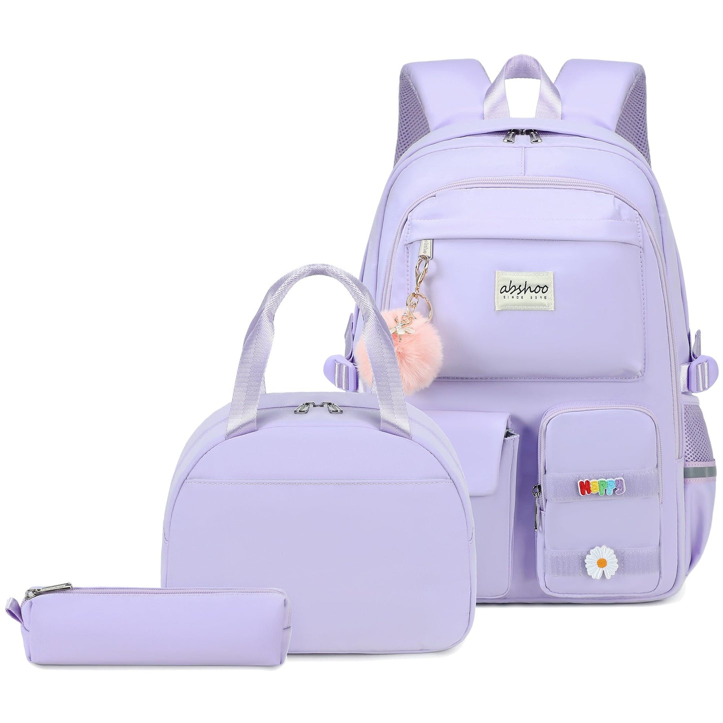 abshoo School Backpack for Girls Bookbag with Lunch Bag Teen Girls School Bag Travel Daypack (Purple)