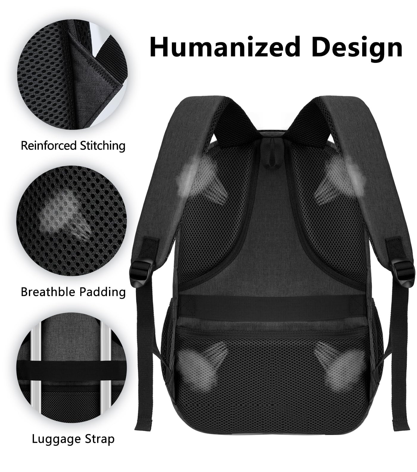 Skaypibs Backpck for Men Women, School Backpack for Boys Girls Teen, 17.3 inch Laptop Back Pack with Reinforced Straps for travel, Work backpack,book bag, Bookbag Mochilas para hombres Black