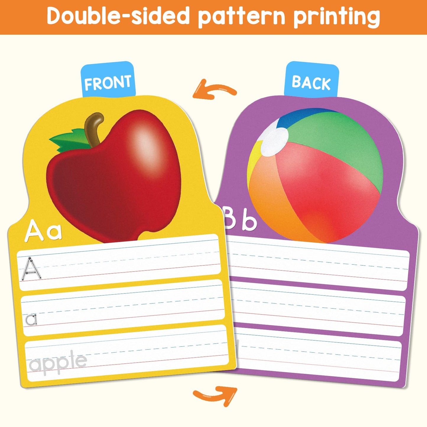 Alphabet Writing Practice Cards, Handwriting Letter Educational for Kindergarten & Grade 1-3, Double-Sided Printing for Trace Uppercase Lowercase Letters, 13 Dry Erase Cards, 26 Pages
