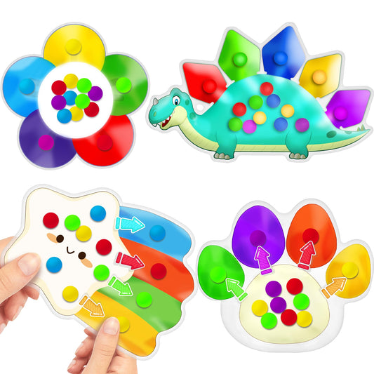 4PC Color Sorting Sensory Toys for Toddler, Travel Toys Roadtrip Activities for Kid 3-5 Fine Motor Autism Autistic Fidget for Classroom Calm Down Toy for Kid 2 3 4 Year Old Boy Girl Dementia Gift
