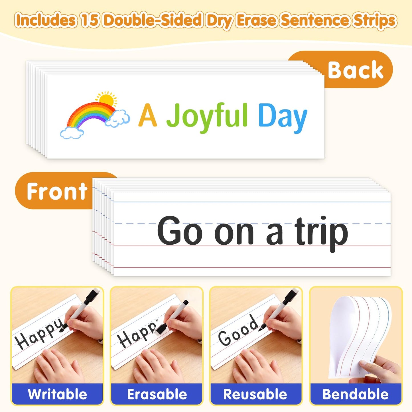 AKAYOK 2-in-1 Felt Board & Pocket Chart, 37”x28 Felt Board for Wall with 54 Self Adhesive Dots & 15 Dry Erase Sentence Strips, Flannel Boards Stories for Preschool, Early Literacy & Speech Therapy