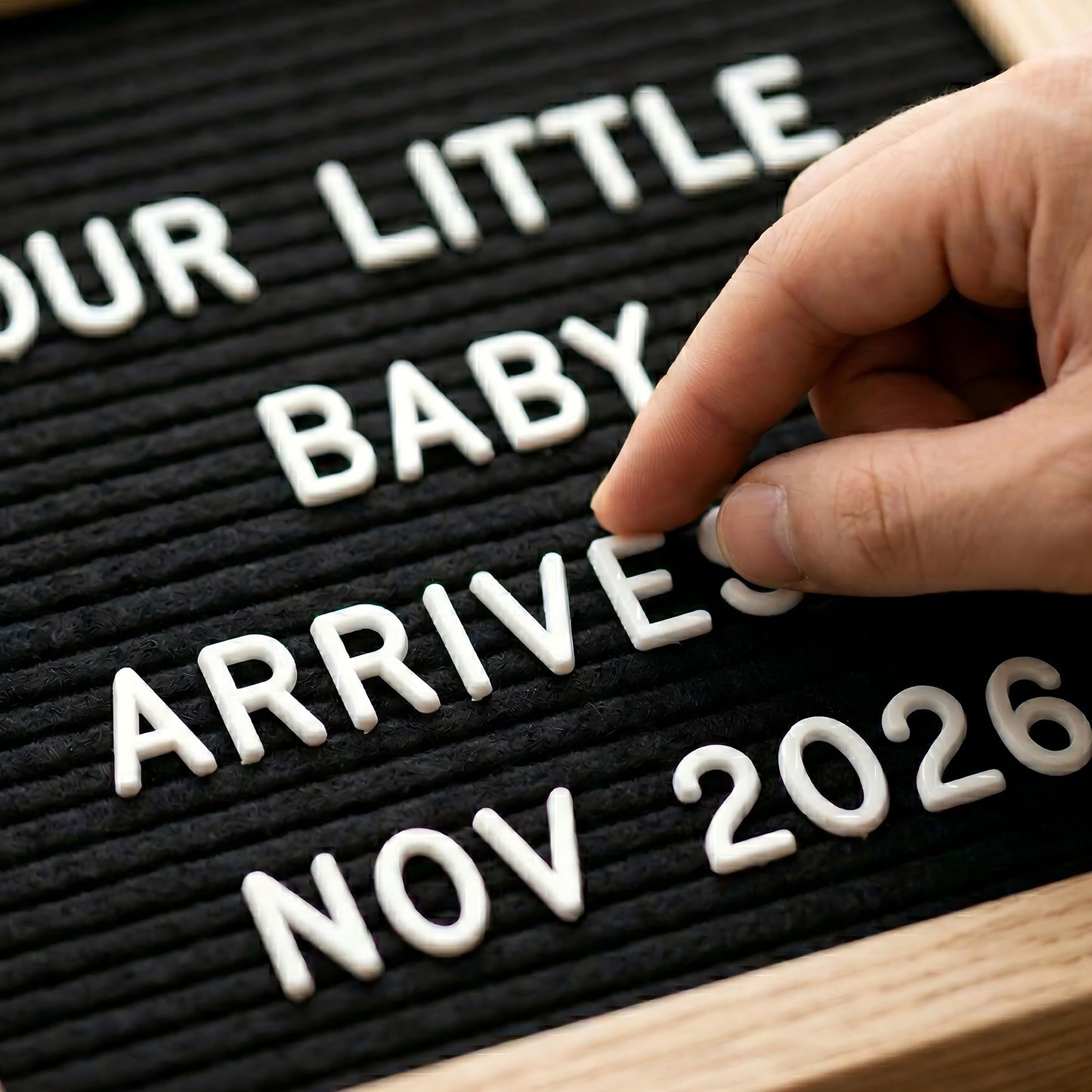 C CRYSTAL LEMON Black Felt Letter Board 10x10in, Baby Announcement Sign & Pregnancy Announcement Board, 336 Pre-Cut Letters, Wooden Frame, Felt Letter Board for Milestone Photos, Wall Mount or Stand
