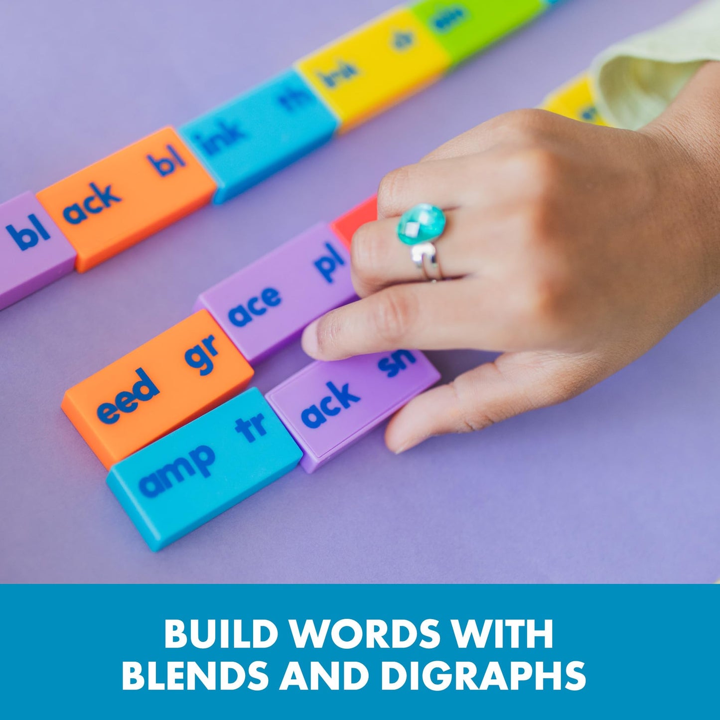 Educational Insights Phonics Dominoes: Blends & Digraphs - First Grade Phonics Games for Kids Ages 6-8, Learn to Read Phonemic Awareness Manipulatives, 1st Grade Learning Toys, Word-Building Tiles