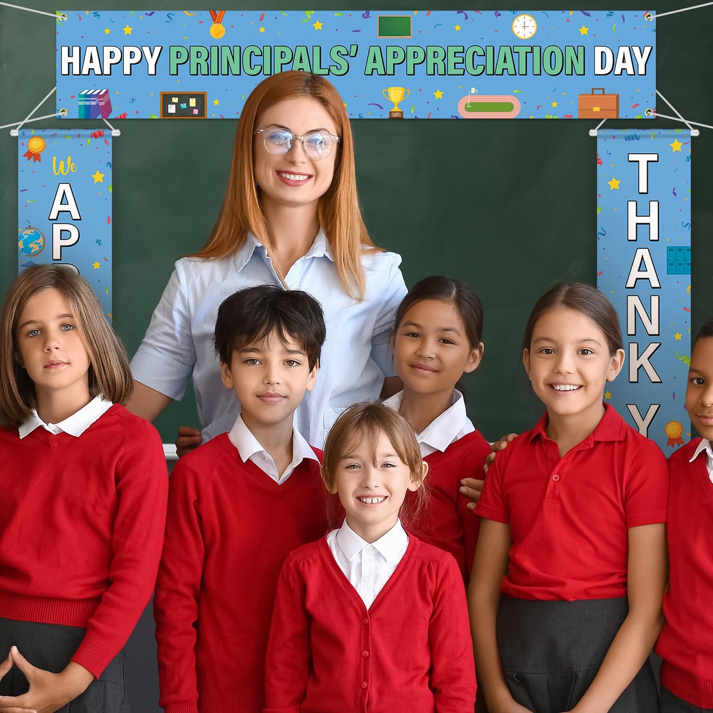 Fanfanwin Happy Principals Appreciation Day Banner Set Principal Appreciation Sign Banner We Appreciate Thank You Party Supplies Decorations for Men Women Education Workers
