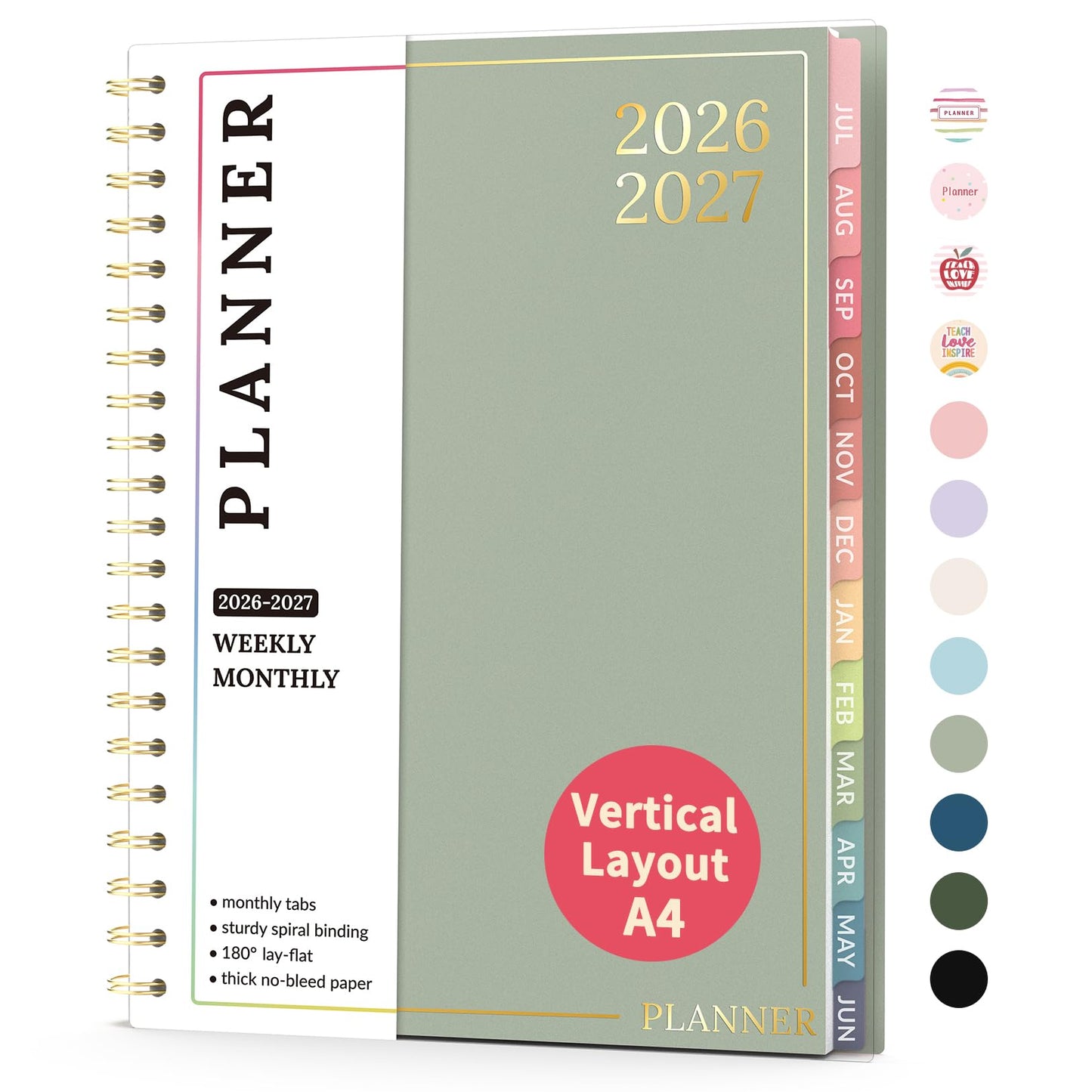Teacher Planner 2026-2027, Forvencer Academic Planner 2026-2027, Jul 2026 - Jun 2027, 8.5"x11", Weekly & Monthly Planning Book with 7 Periods, School Agenda for Teacher Student Homeschool, A4, Green