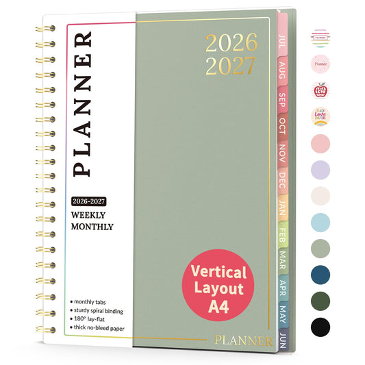 Teacher Planner 2026-2027, Forvencer Academic Planner 2026-2027, Jul 2026 - Jun 2027, 8.5"x11", Weekly & Monthly Planning Book with 7 Periods, School Agenda for Teacher Student Homeschool, A4, Green