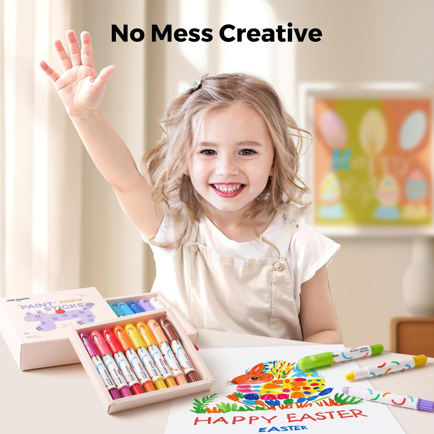 Tempera Paint Sticks, 16 Colors Jumbo Paint Sticks for Kids, Washable, Quick Drying, Non-Toxic, Toddler Art Supplies for Paper Stone Wood Canvas, Easter Gifts for Kids