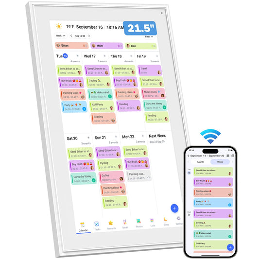Canupdog 21.5 Inch Digital Calendar, Electronic Planner & Chore Chart with 1920x1080P IPS Touchscreen, Task Rewards System, Interactive Display for Family Schedules Gifts for Women Mom