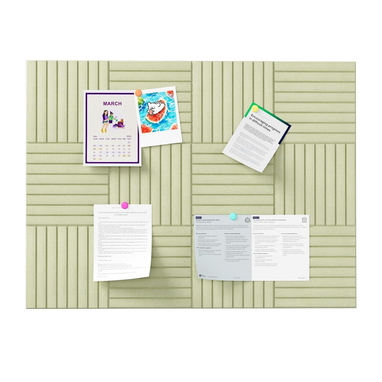 Baysola Stripe Felt Bulletin Board Panels 48 x 36 Inch Self Adhesive Wall Tiles Cork Board Alternative for Office Classroom Photos Notes 12 Pack
