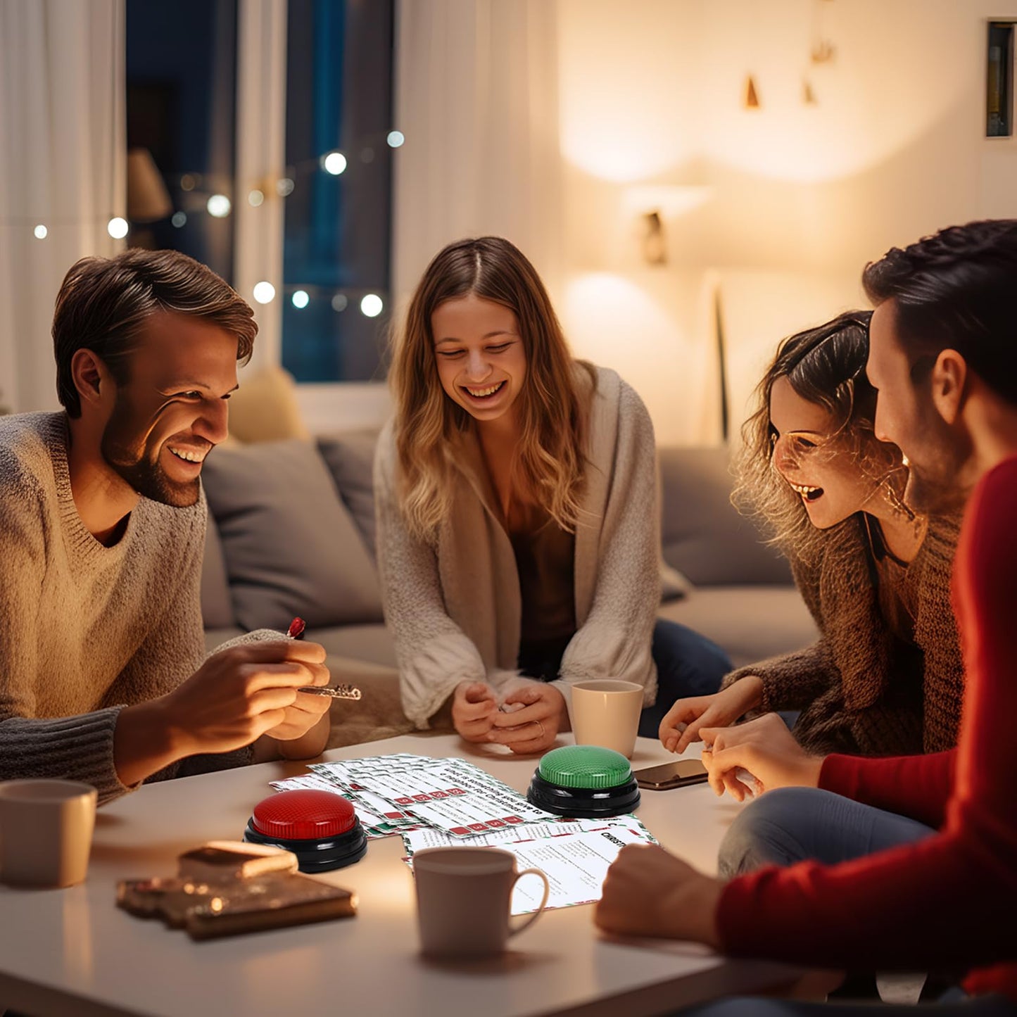 Humyoun Christmas Friendly Feud Game with 2 Answer Buzzers, Holiday Feud Cards for Family Game Night Fun Trivia Quiz for Xmas Party Office Class Groups Team Building