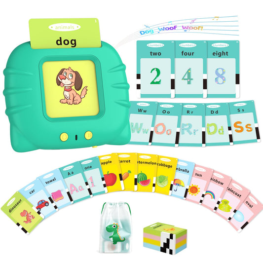 Aullsaty Talking Flash Cards for Toddlers 1-3, Upgraded 248 Sight Words Montessori Speech Therapy Toy, Autism Sensory Educational Learning Toys, Birthday Gifts for Boys Girls (Green)