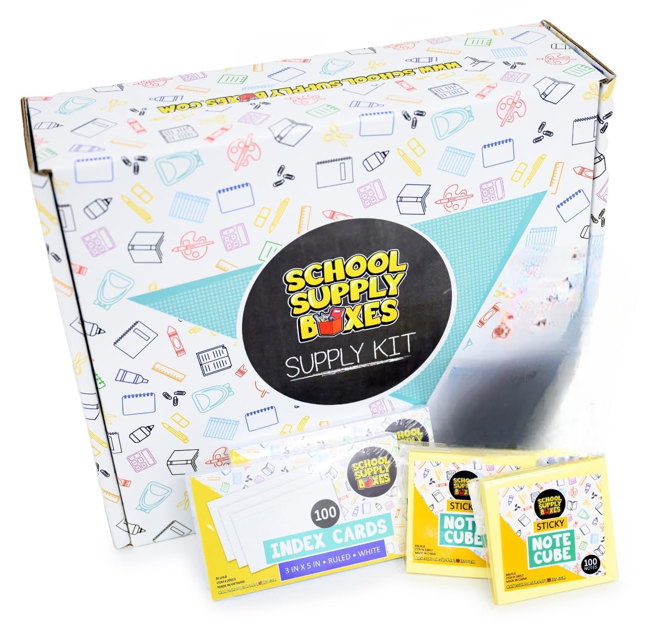 School Supply Boxes | STEM Class Bundle (1 Box) | Back to School Essentials Kit for Students & Teachers | Includes a Calculator, Graph Ruled Filler Paper, a Protractor, & More