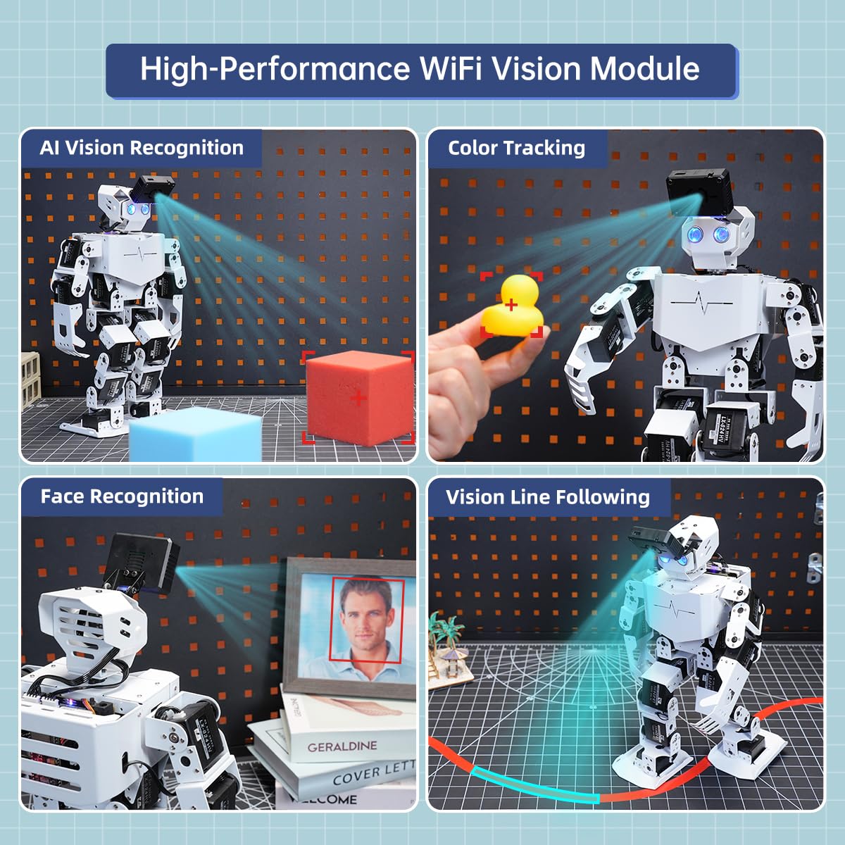 AI Vision & Voice Interaction Robot for Arduino Scratch Python Programming 17DOF Humanoid Robot Large AI Model STEM Project Education Voice Command Walking Dancing Self-Stand Up, Tonybot Ultimate kit