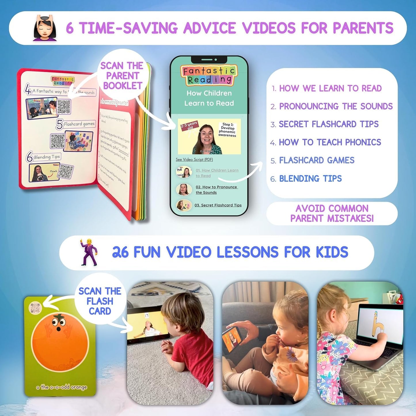 Phonics Flash Cards with Video Lessons for Ages 2-6 Years - Fantastic Alphabet Flash Cards Kindergarten - Engaging ABC Cards for Preschool, Kindergarten and Kids Educational Letter Cards for Toddlers