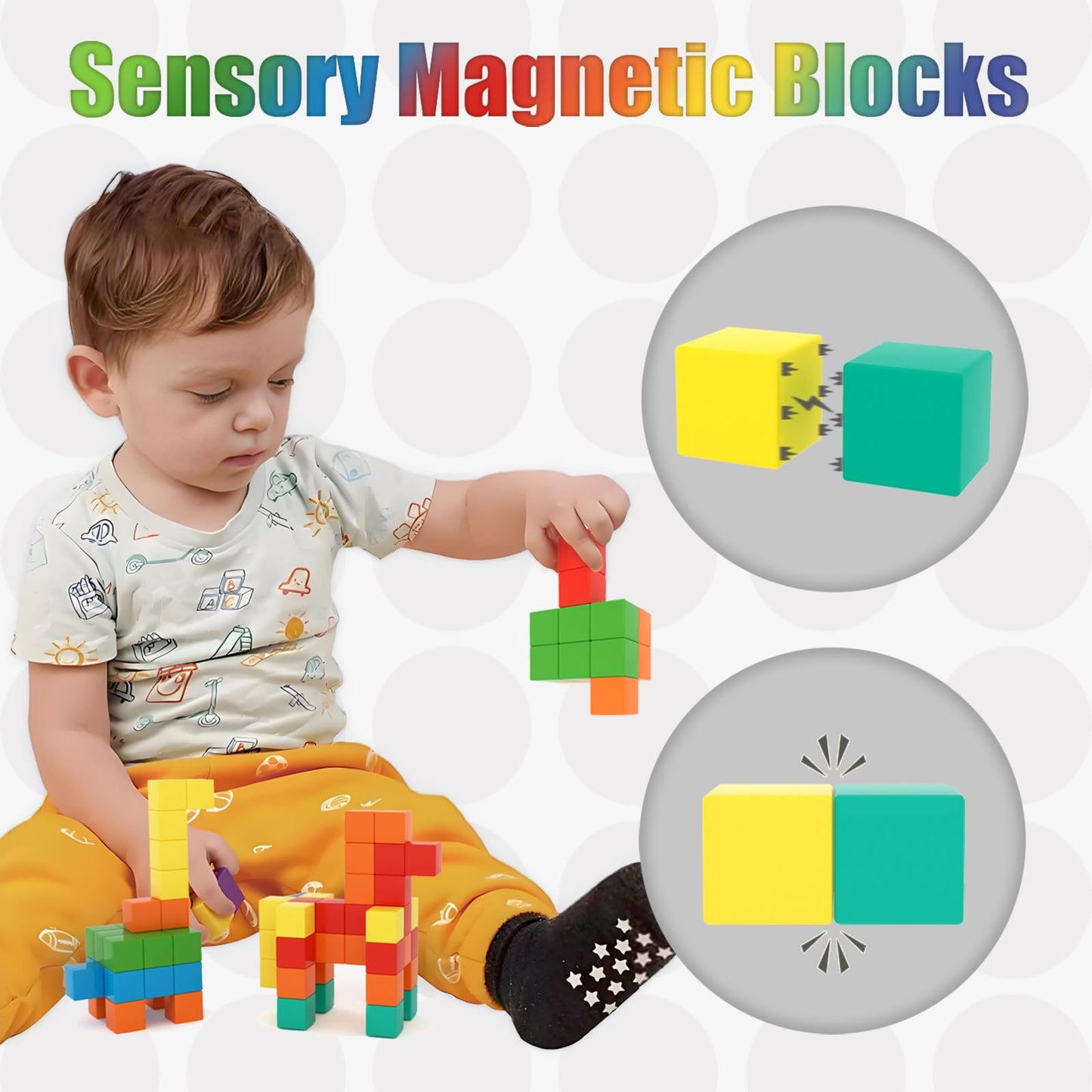 BananMelonBM 100 PCS Magnetic Building Blocks, for Toddlers Age 3-5, for Kids Ages 4-8,Magnetic Cubes, Preschool Educational Sensory Magnet Toys for Boys and Girls