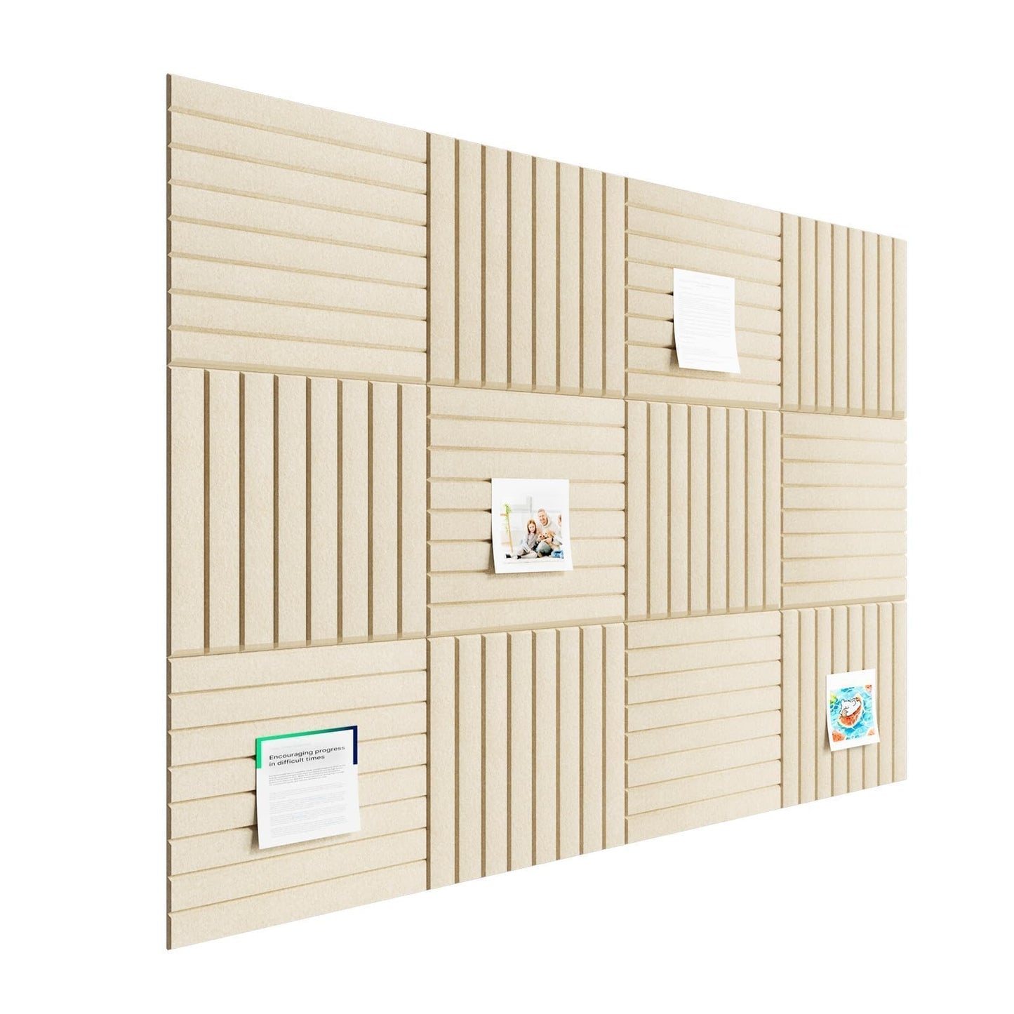 Baysola Stripe Felt Bulletin Board Panels 48 x 36 Inch Self Adhesive Wall Tiles Cork Board Alternative for Office Classroom Photos Notes 12 Pack