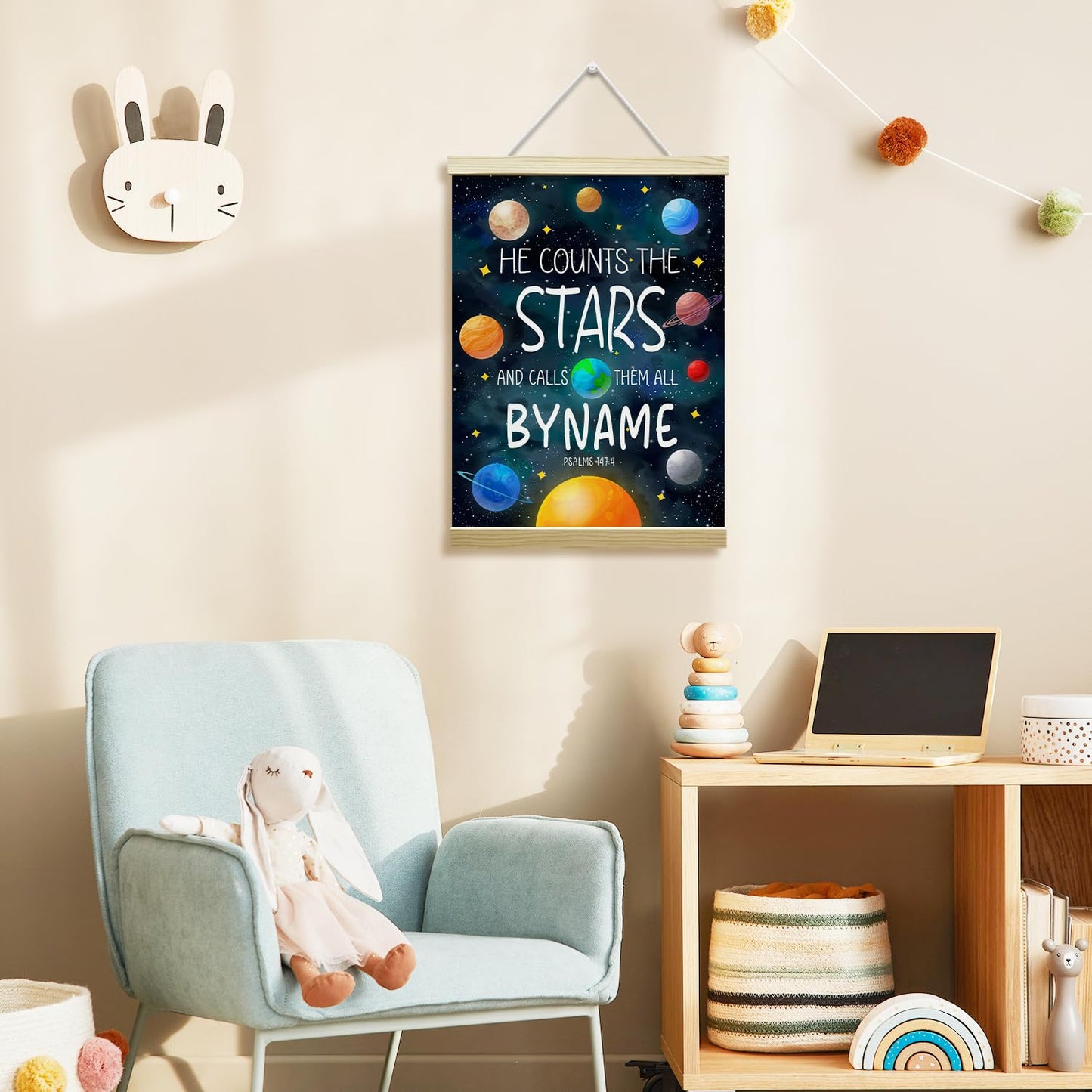Nopoben Outer Space Poster Hanger Frame, Solar System Canvas Wall Art, Planets Wall Decoration for Kids, Nursery Classroom Kids Room Playroom Preschool Decor(12x16 Inches)-03