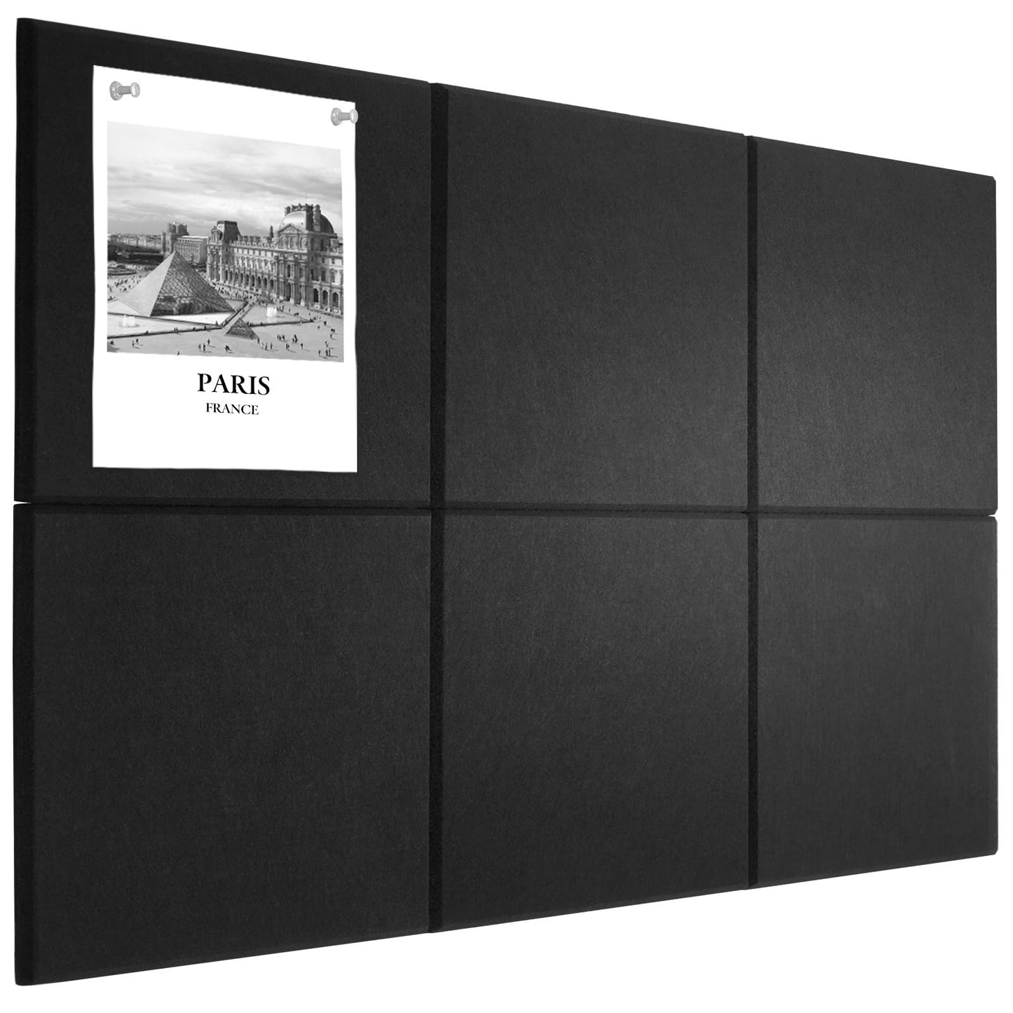 Large Cork Board Alternative 36" X 24" Bulletin Board - 6 Pack Removable Felt Wall Tiles with 15 pushpins, Large Cork Boards for Walls Cork Board for Office Pin Board Tack Board - Black